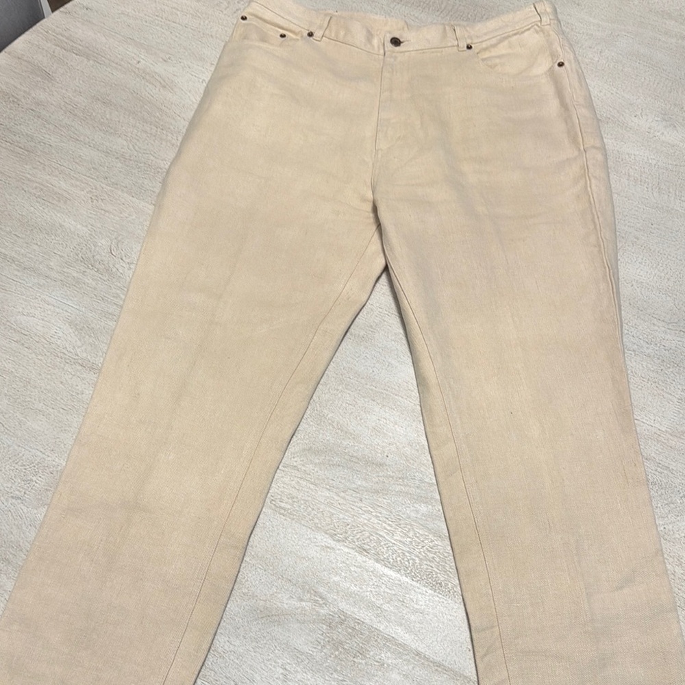 Orvis Hemp Pants Mens Size 38X34 Brown Straight Leg Khaki Chino 100% Hemp